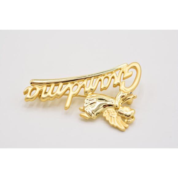 Danecraft Vintage Grandma Pin Brooch Angel Brushed Gold Signed 1980s Bin1 - Picture 7 of 12